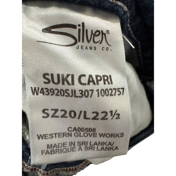 Silver Jeans Co. Suki Capri Jeans Womens Size 20 Distressed Blue Denim Stretch - Picture 5 of 5